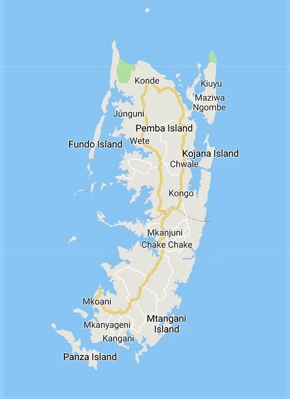 Pemba Map for Zanzibar Hotels